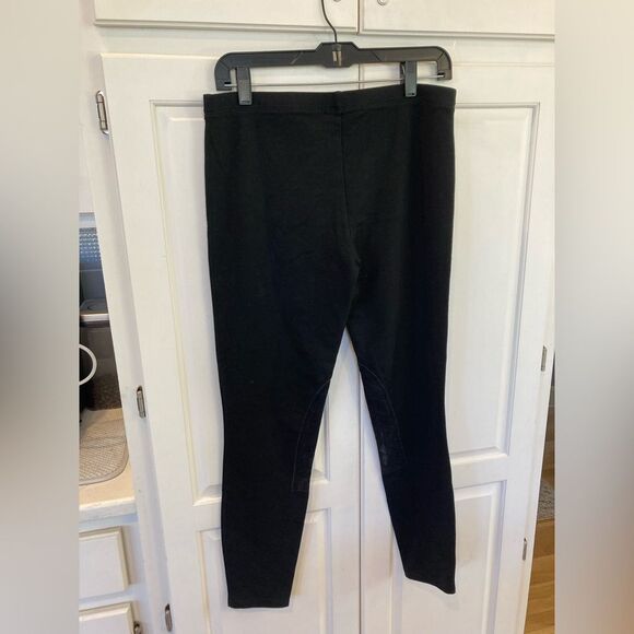 Polo Ralph Lauren Horse Riding Leggings Black Suede Knee Patch Equestrian Size L - Picture 3 of 10
